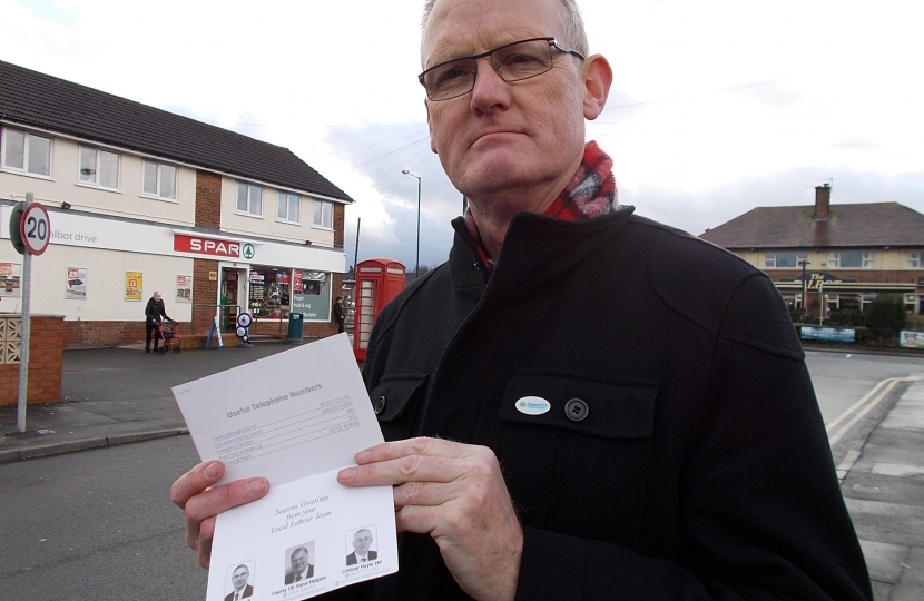 Chairman Peter Malpas with one of the Christmas Cards