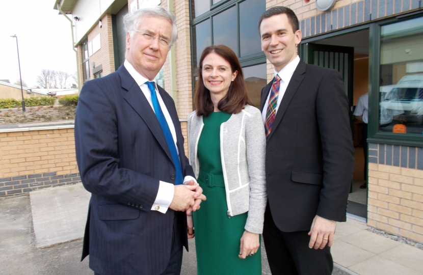 Rt Hon Michael Fallon MP with Rob Loughenbury and Seema Kennedy