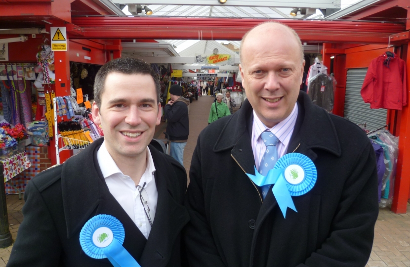 Parliamentary candidate Rob Loughennury with Rt Hon Chris Grayling MP