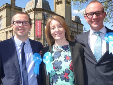 Aidy Riggott and Andrew Snowden with Parliamentary Candidate Caroline Moon